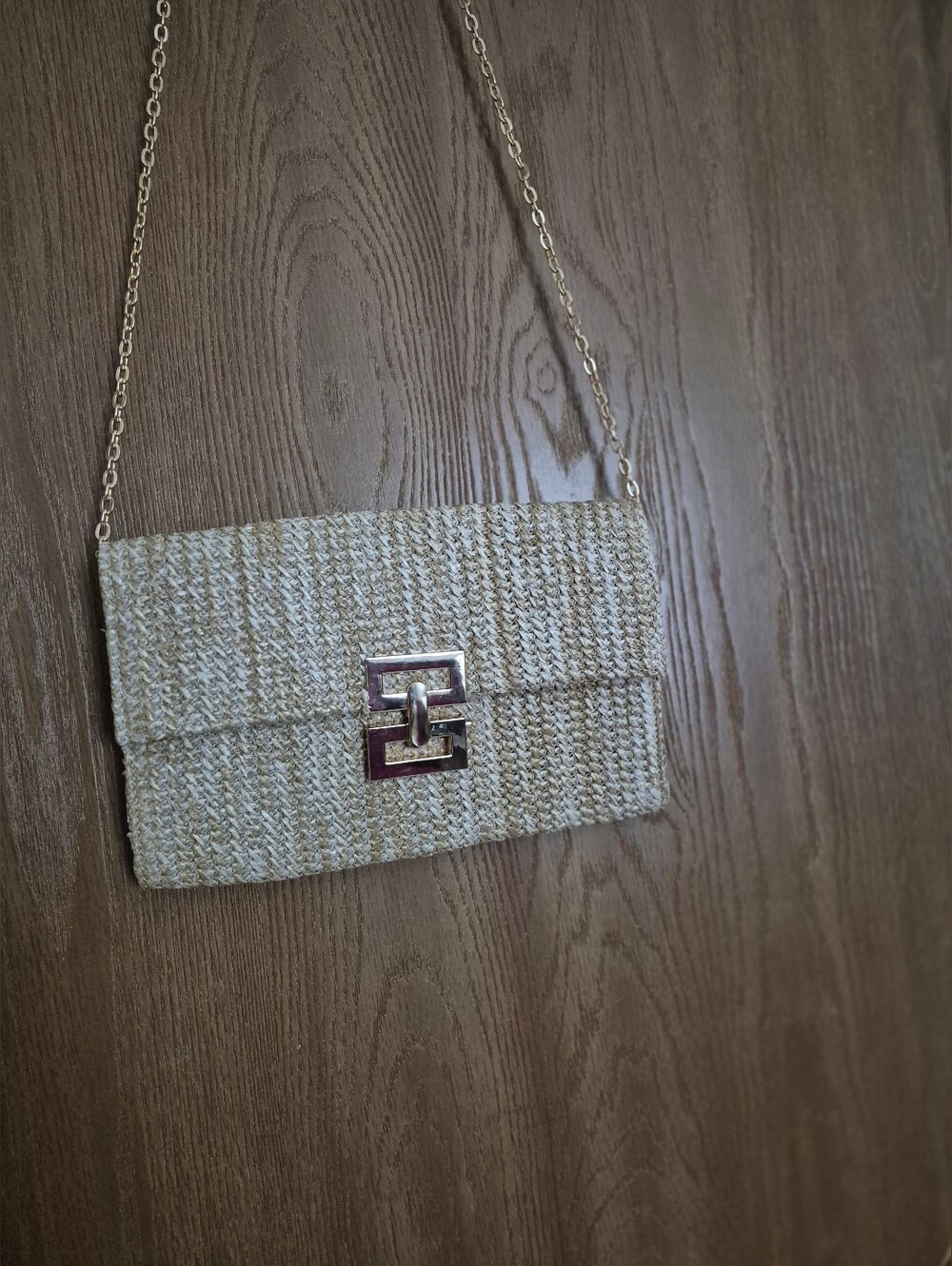 Woven straw envelope clutch summer bag - Picture 9 of 11